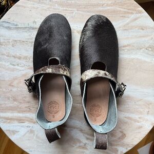 BAKU Brown Leather Ponyhair Mary Jane Flats